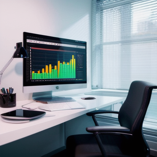 Executive analytics workspace with business intelligence displays, no people